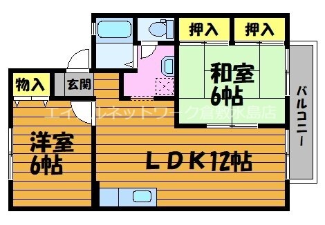 弥生駅 徒歩27分 2階の物件間取画像