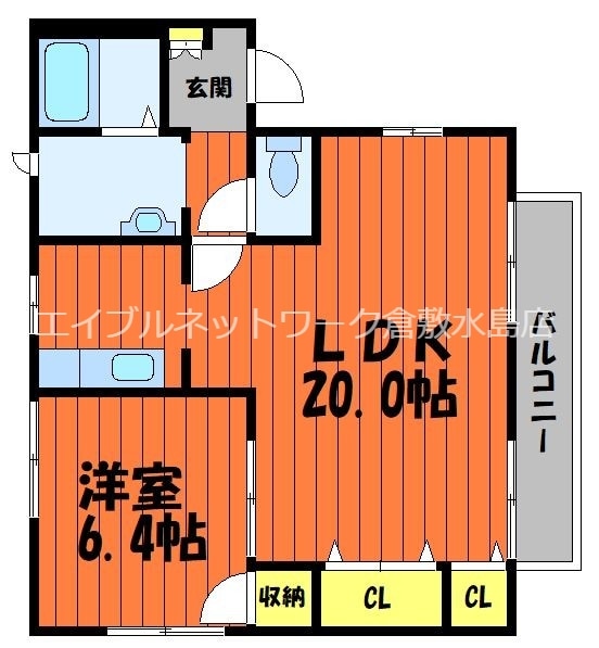 倉敷駅 徒歩18分 2階の物件間取画像