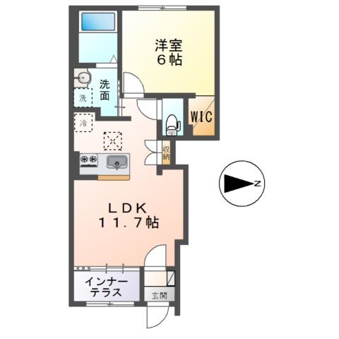 鴨方駅 徒歩18分 1階の物件間取画像