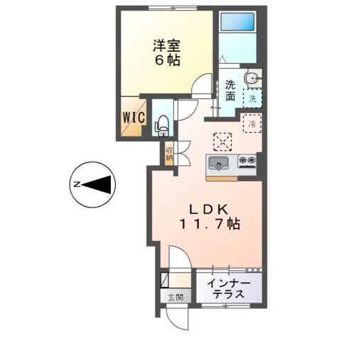 鴨方駅 徒歩18分 1階の物件間取画像