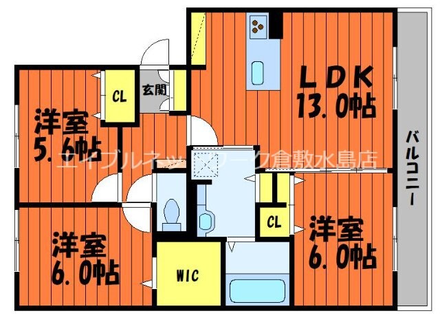 弥生駅 徒歩24分 3階の物件間取画像