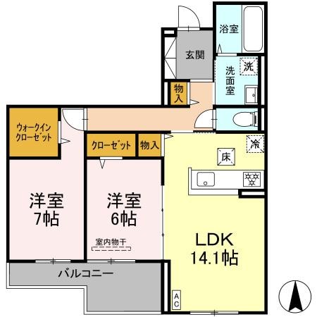 球場前駅 徒歩13分 1階の物件間取画像