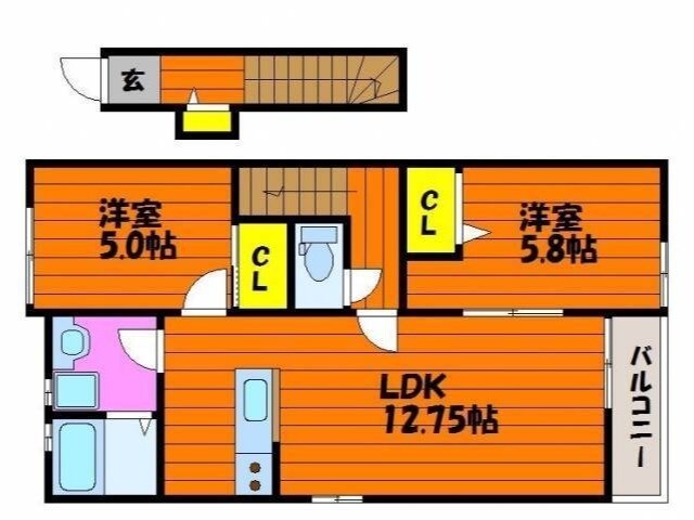 倉敷駅 徒歩21分 2階の物件間取画像