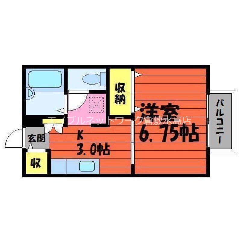 倉敷市駅 徒歩18分 2階の物件間取画像