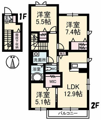 倉敷駅 徒歩23分 2階の物件間取画像