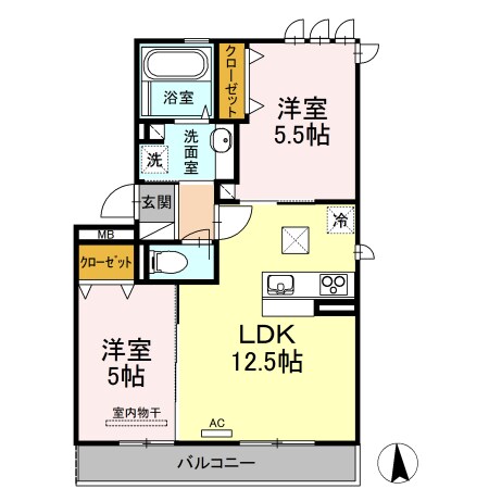 プランドール大髙　Ⅰ棟の物件間取画像