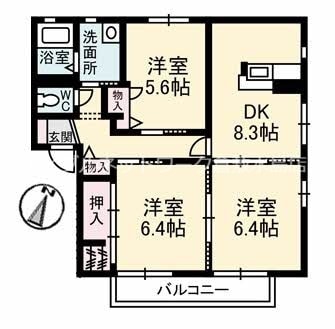 ペルレ　Ａ棟の物件間取画像