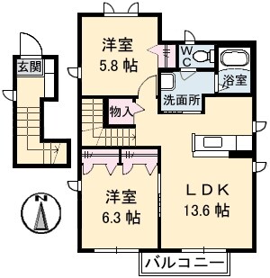 フォンティーヌ　Ａ棟の物件間取画像