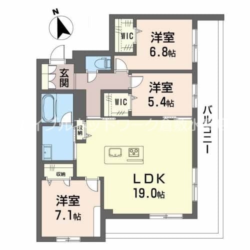 西阿知駅 徒歩12分 3階の物件間取画像