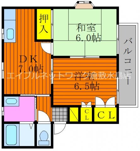 庭瀬駅 徒歩15分 2階の物件間取画像