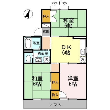 パレーシャル足高　１号棟の物件間取画像