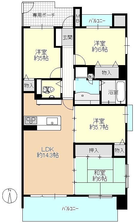 サーパス笹沖一番館の物件間取画像