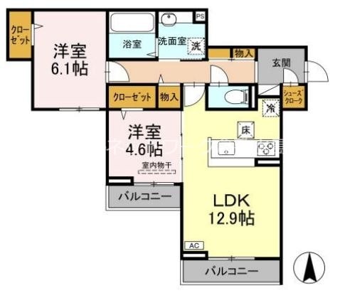 西富井駅 徒歩15分 3階の物件間取画像