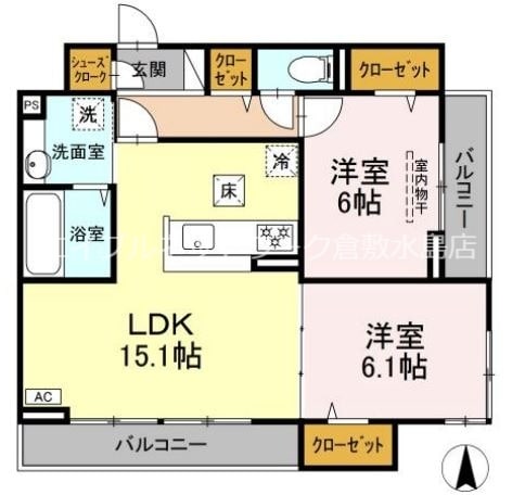 西富井駅 徒歩15分 3階の物件間取画像