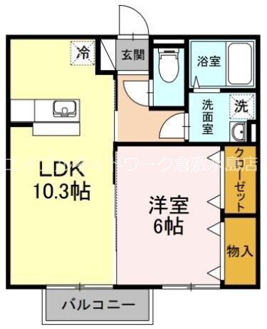 リビングタウン連島　Ｂ棟の物件間取画像