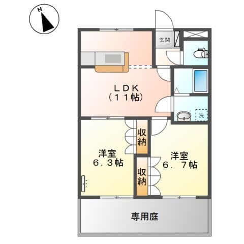 西阿知駅 徒歩6分 1階の物件間取画像