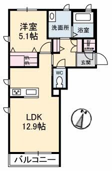 ＲＡＩＮＢＯＷ中島　Ａ棟の物件間取画像