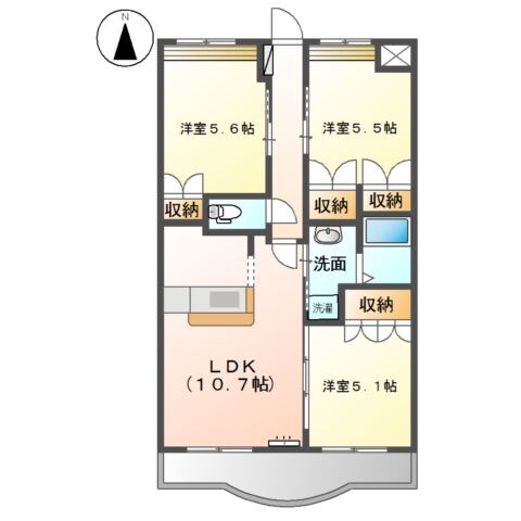 倉敷駅 バス5分  沖下車：停歩9分 3階の物件間取画像