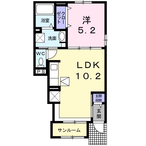 シェーン　バッハ　上富井Ｂの物件間取画像