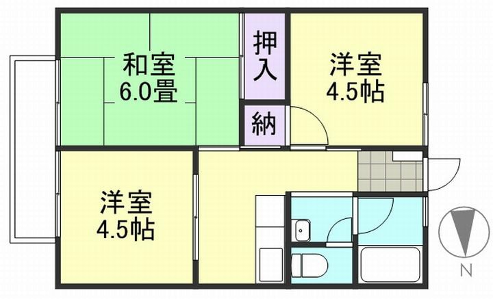 シティハイム吉岡B棟の物件間取画像