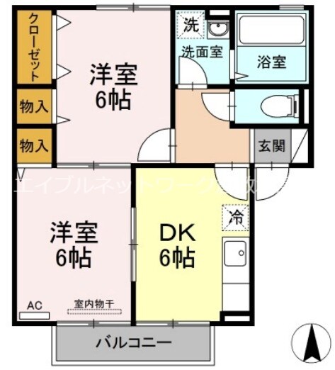 セジュールシフォンB棟の物件間取画像