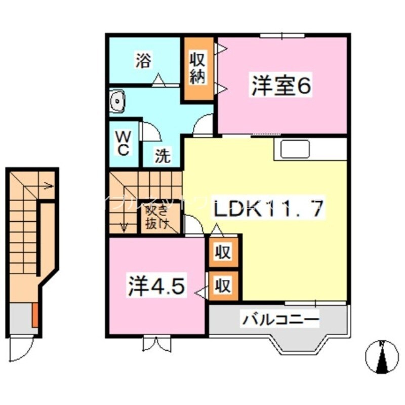 新倉敷駅 徒歩25分 2階の物件間取画像