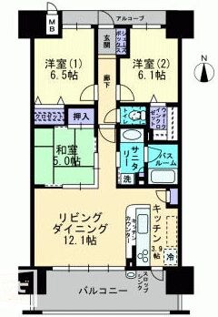 アルファステイツ倉敷鶴形の物件間取画像