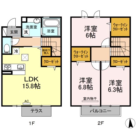 プランドール大髙　Ⅱ棟の物件間取画像