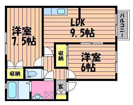 弥生駅 徒歩18分 2階の物件間取画像