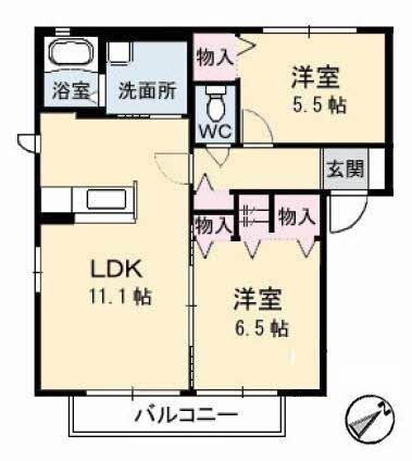 グラスガーデン　B棟の物件間取画像