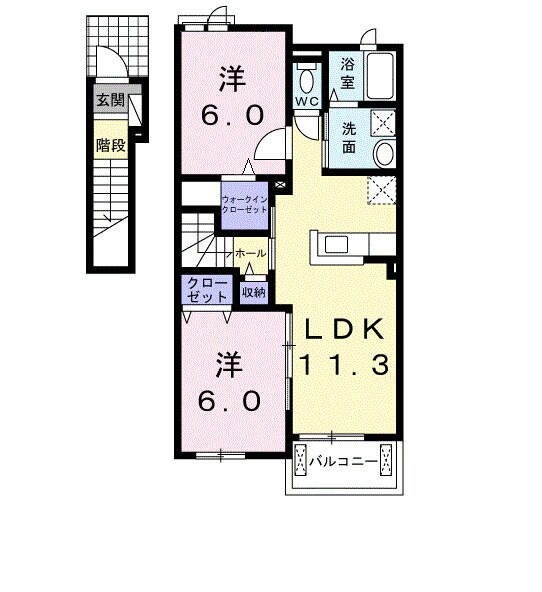 川辺宿駅 徒歩12分 2階の物件間取画像