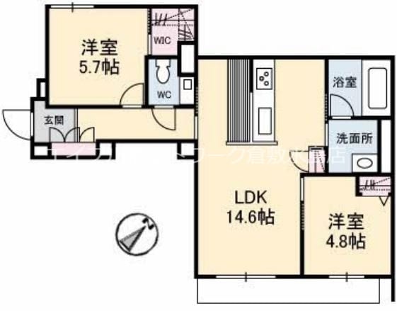 浦田駅 徒歩18分 1階の物件間取画像