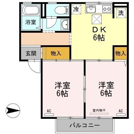 セジュール野山　Ｂ棟の物件間取画像