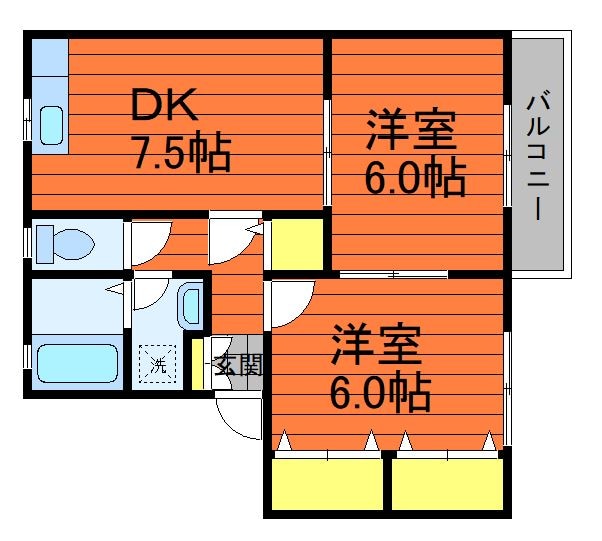 パティオ若宮　A棟の物件間取画像