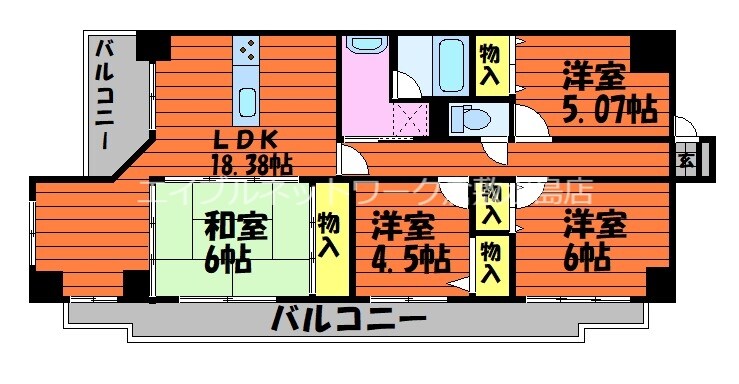 倉敷駅 徒歩14分 9階の物件間取画像