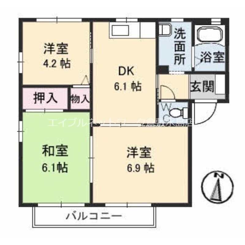 サリーレ太陽Ⅱ　Ａ棟の物件間取画像