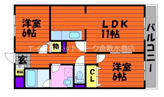 倉敷駅 徒歩43分 3階の物件間取画像