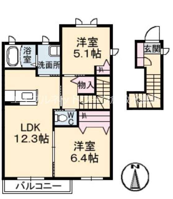 常盤駅 徒歩18分 2階の物件間取画像