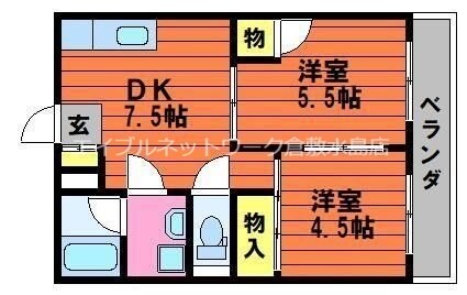 倉敷市駅 徒歩24分 2階の物件間取画像