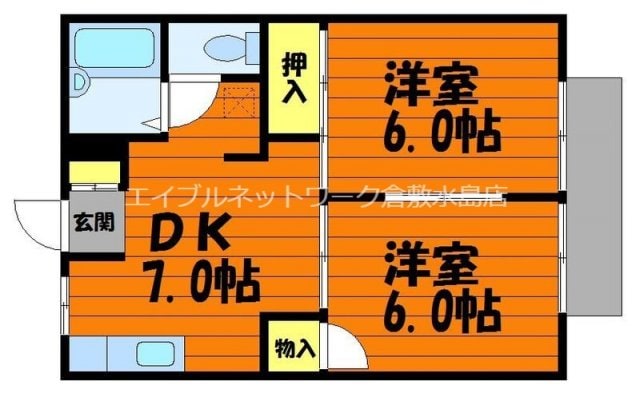 倉敷市駅 徒歩22分 1階の物件間取画像