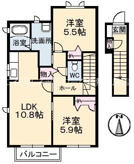 倉敷駅 バス11分  総合市場前下車：停歩10分 2階の物件間取画像