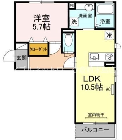 西阿知駅 徒歩5分 3階の物件間取画像