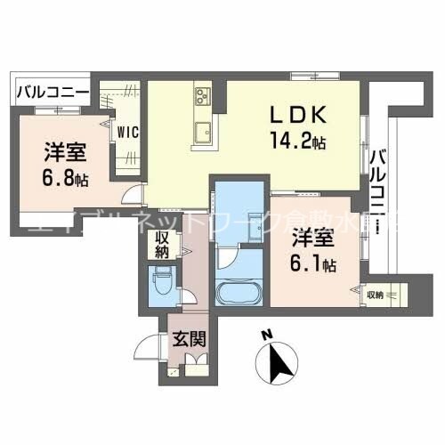 西阿知駅 徒歩12分 2階の物件間取画像