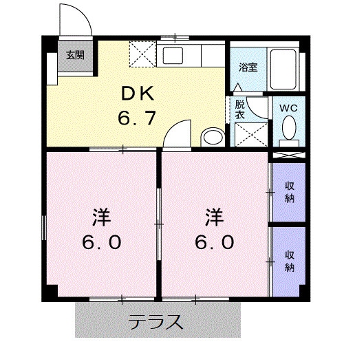 上の町駅 徒歩32分 1階の物件間取画像