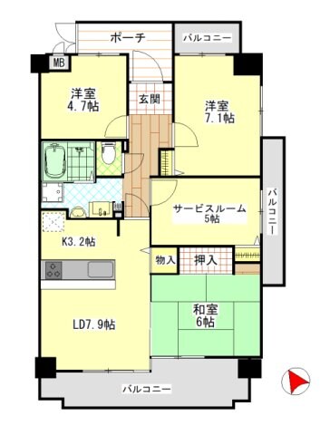 クリーンピア倉敷老松の物件間取画像