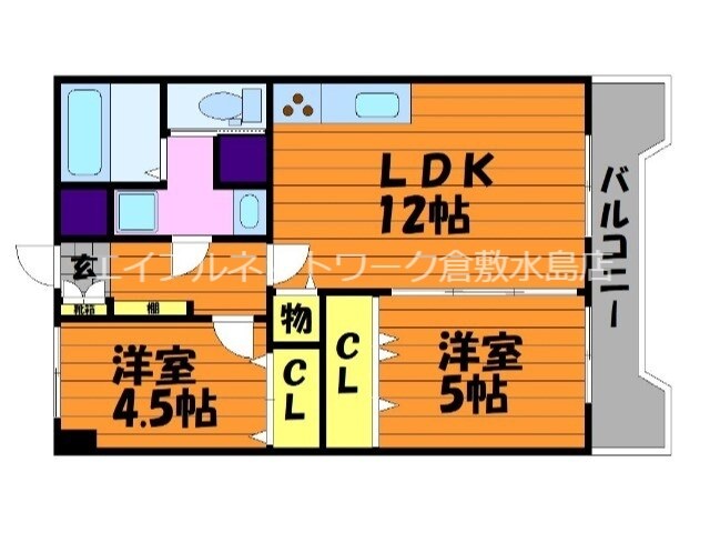 球場前駅 徒歩10分 7階の物件間取画像