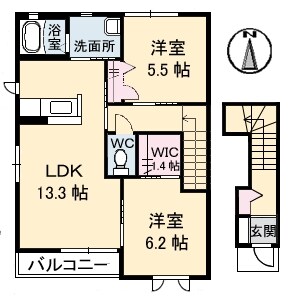 モンターニュ　A棟の物件間取画像