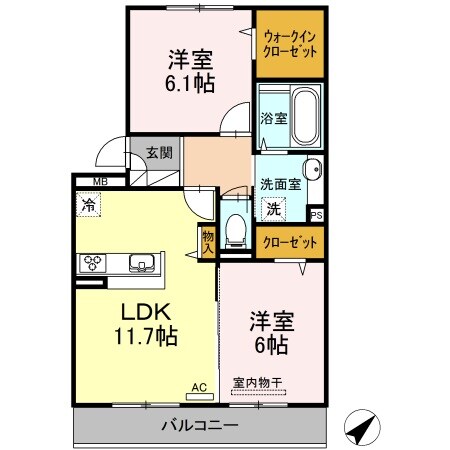 西阿知駅 徒歩4分 2階の物件間取画像