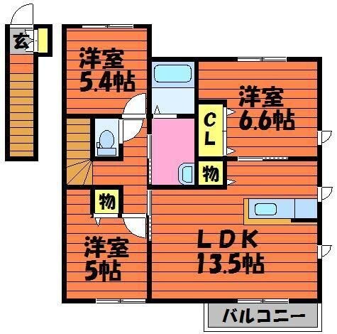 プレイン・パイン　Ｂの物件間取画像