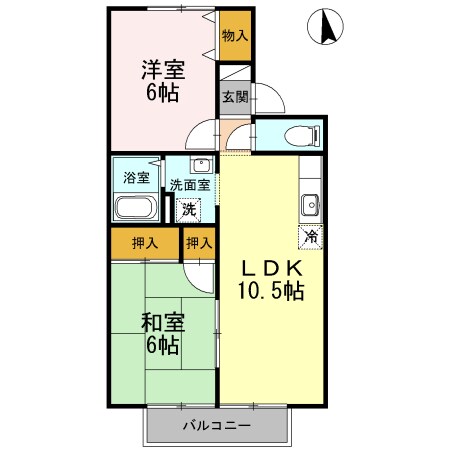 西阿知駅 徒歩16分 2階の物件間取画像